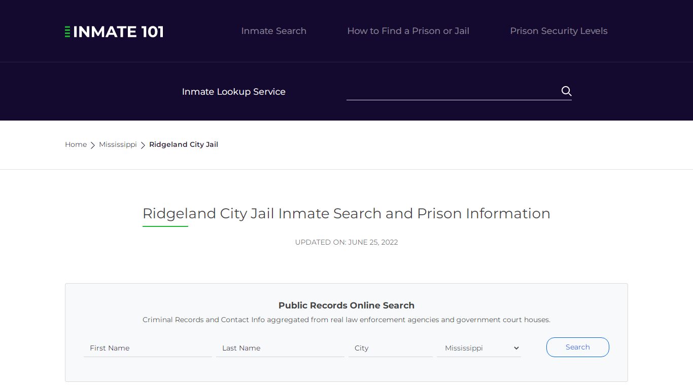 Ridgeland City Jail Inmate Search and Prison Information